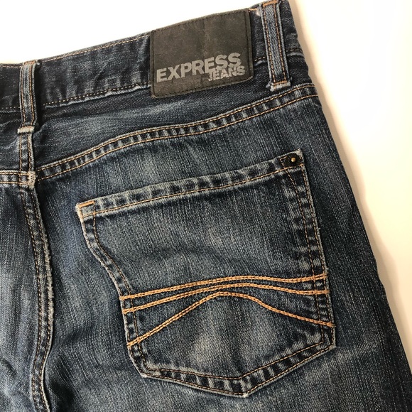 Express Womens Dark Wash Distressed Denim Sz: 32 - Picture 5 of 10